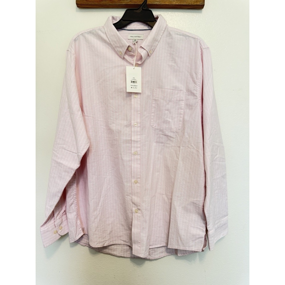 Men's cotton long sleeve button up dress shirt size 2XL office formal casual